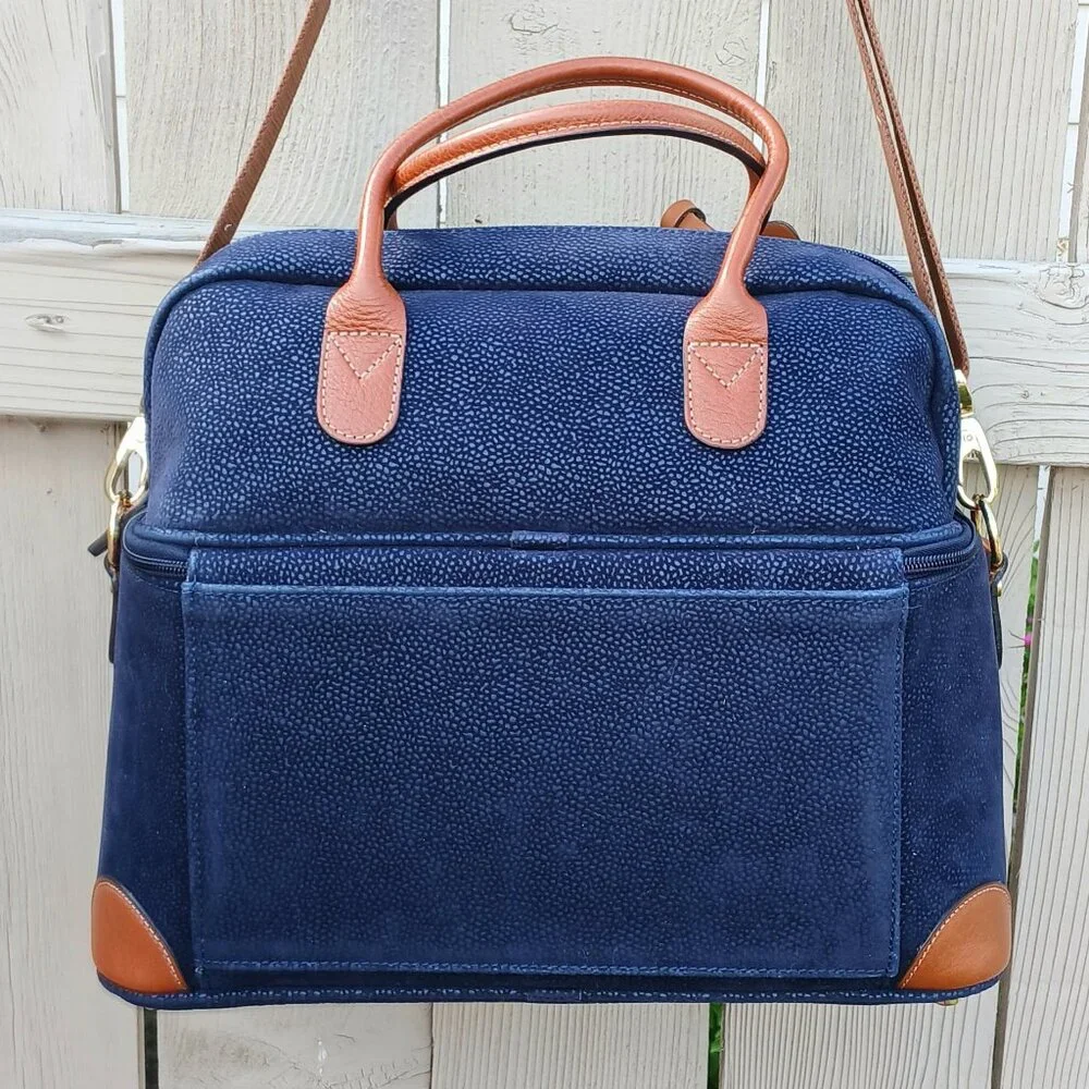 Bric's Dark Ocean Blue - Blue and Brown - Tuscan Train Beauty Case - Travel Bag - Picture 2 of 14